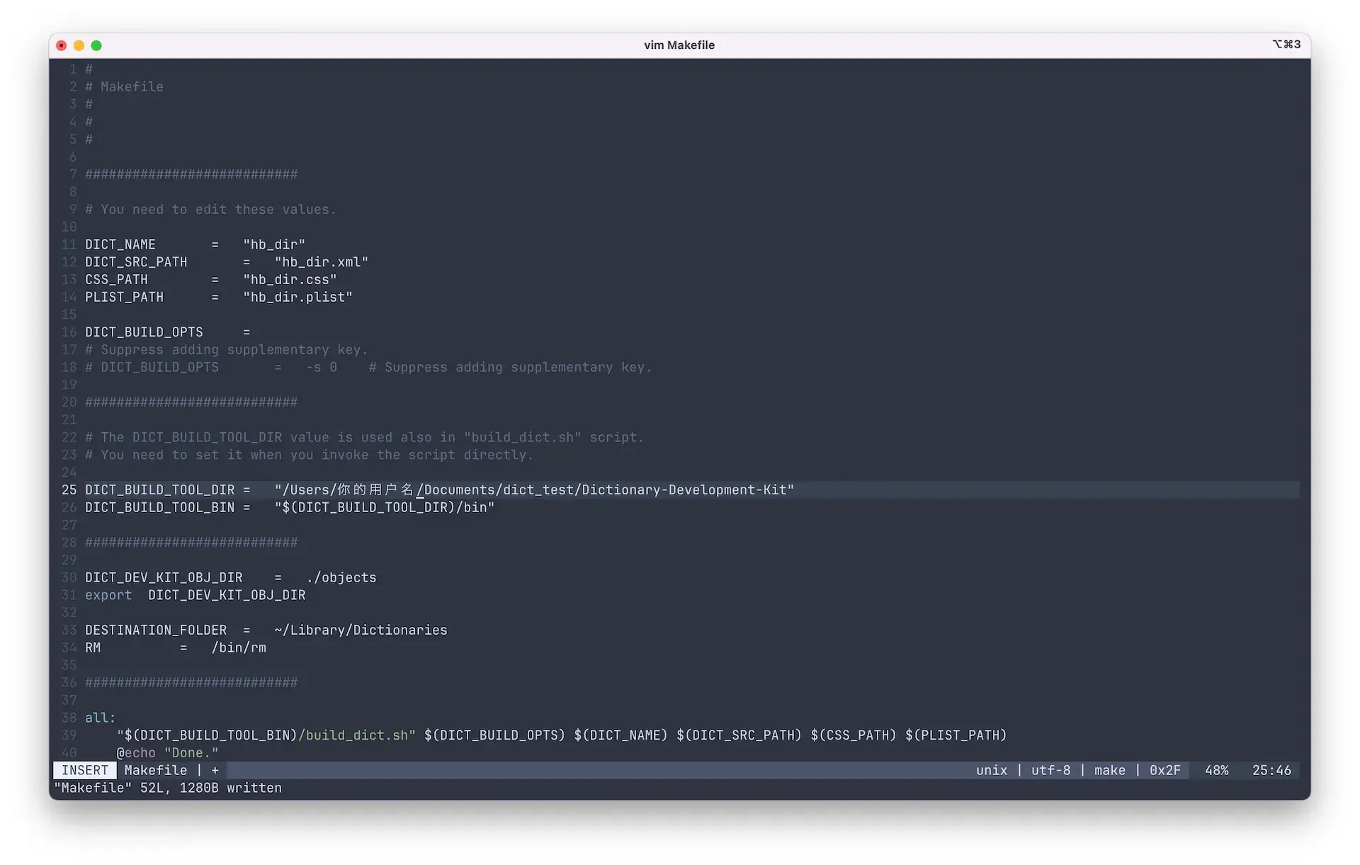 Modification of Makefile